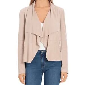Bagatelle Women's Faux Suede Drape Front Jacket - Sand Size L